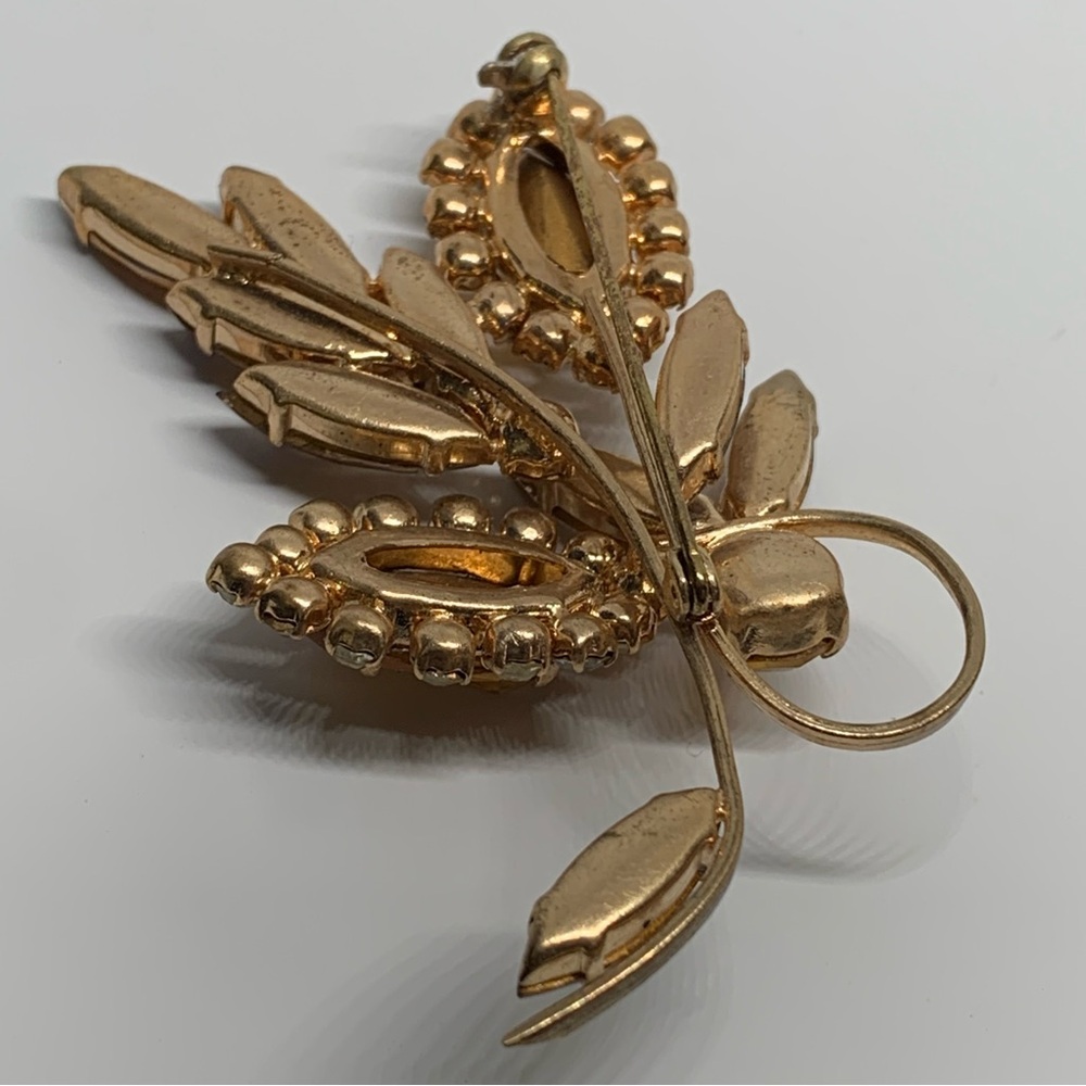 Vintage Unsigned German Reverse Setting Amber Rhi… - image 4